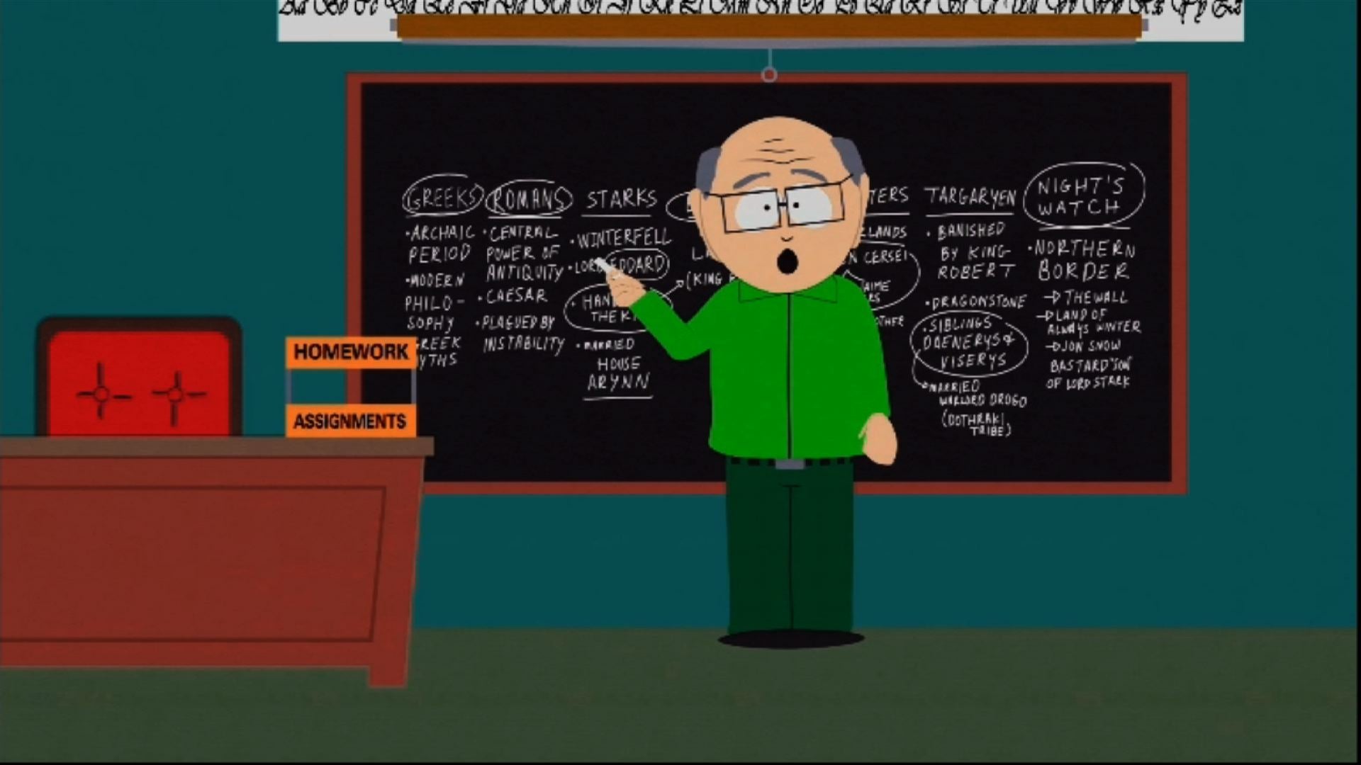 South Parks Mr Garrison Teaches Us The History Of Game Of Thrones 2188