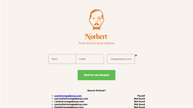 Norbert Finds and Verifies People's Email Addresses with Their Name