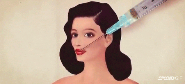 Watch a drawing of a woman get painful plastic surgery