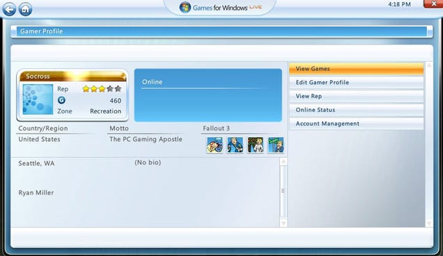 Say Hi To Your New Games For Windows Live