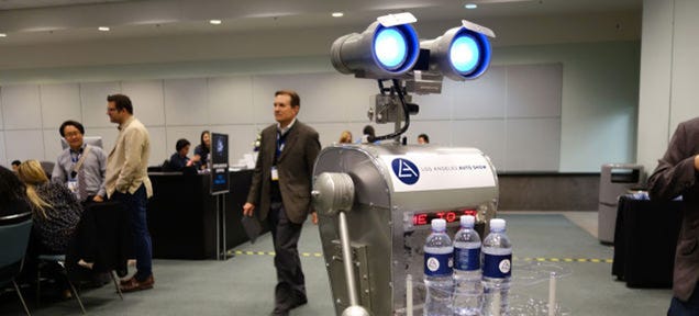 There's A Robot Delivering Individual Water Bottles At The LA Auto Show