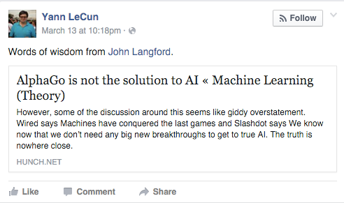 Facebook Nerd Throws Heavy Shade at Google Over AlphaGo Victories