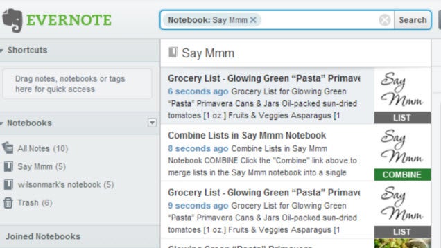 Say Mmm Integrates with Evernote to Create Automatic Shopping Lists