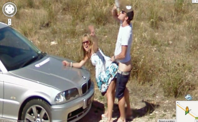 Couple Spots Approaching Google Street View Car; Stops By the Side of the Road to Have Sex