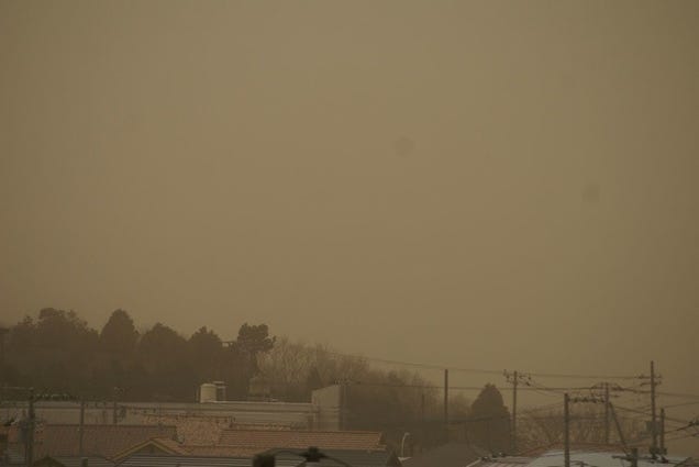 Sand, Smog, or Something Covered Japan in a Yellow Haze