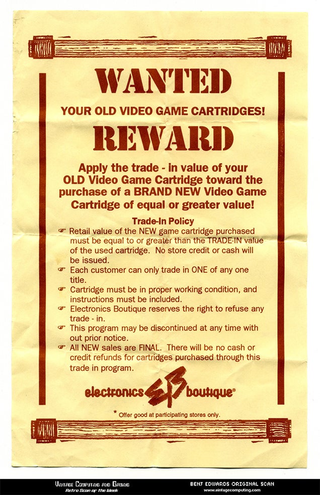 GameStop's Trade-In Program, the 1993 Edition