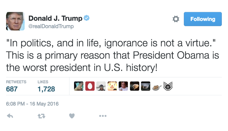 Trump to Obama: Dumb Is Good, Actually