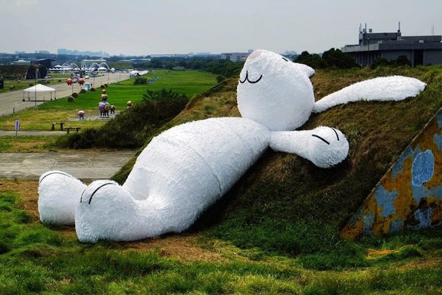 Giant Rabbit Appears, Lays Down On Farmland