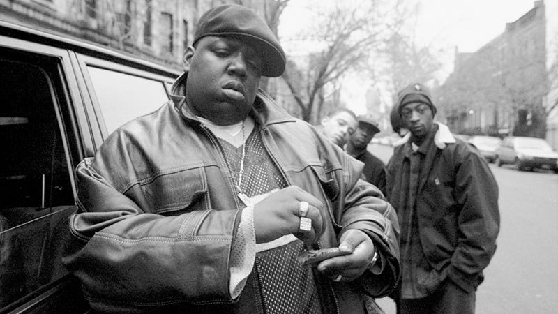 the notorious b.i.g. outside his mother"s house in brooklyn, n.