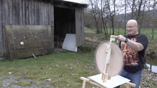 This Guy Made a Spinning Wheel of Death With Clothespins and a Drill