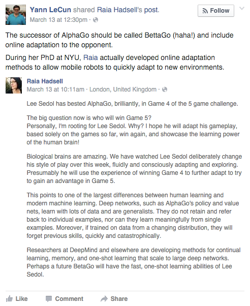 Facebook Nerd Throws Heavy Shade at Google Over AlphaGo Victories