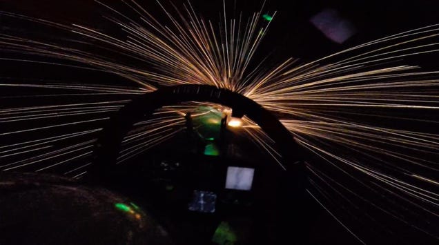 F-18 fighter jet jumps into hyperspace