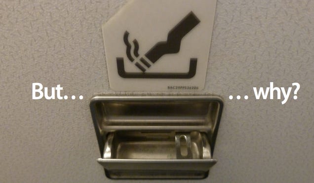Why Airplanes Still Have Ashtrays in the Bathrooms