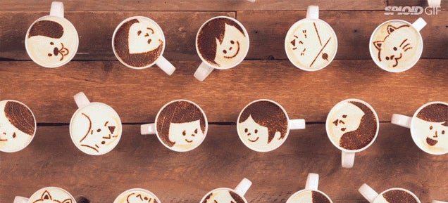 Cute love story animated completely with latte art