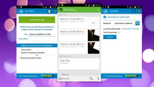 ​Stringnote Saves Photos and Video to Evernote With a Double Tap