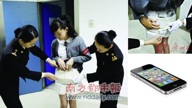 Schoolgirl Smuggler Caught with Skirt Full of iPhones