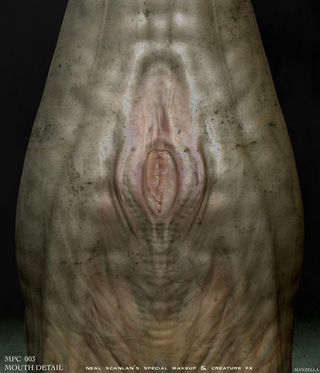 Prometheus concept art puts us face-to-sucker with the movie's creatures
