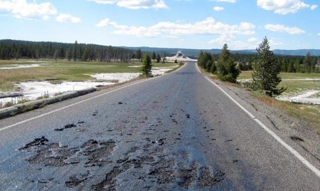 It's So Hot In Yellowstone That a Road Literally Melted