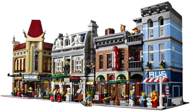Watch this time lapse of a ground up construction of Lego modulars