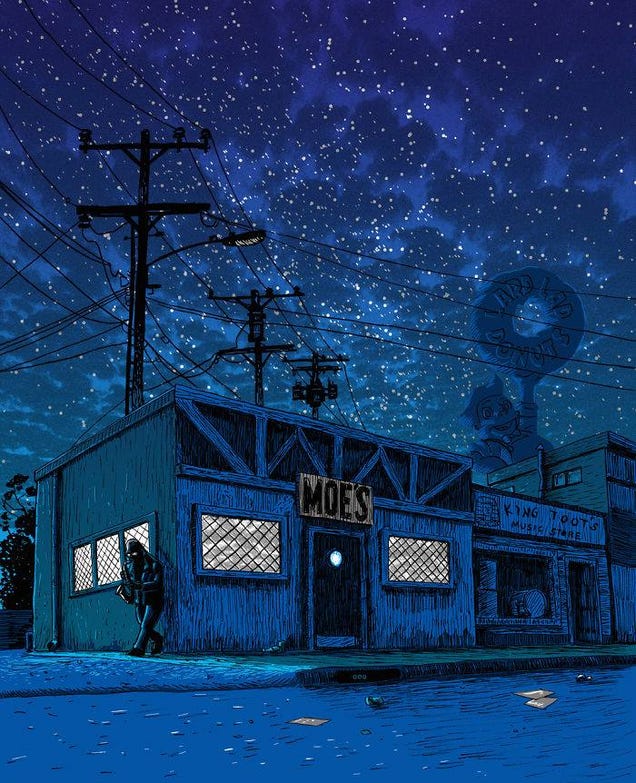 Simpson's Springfield turns creepy in these night illustrations