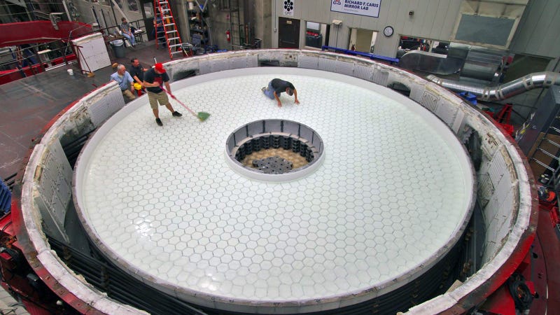 Inspecting a Giant Telescope Mirror Looks a Lot Like Cleaning Your Yard 