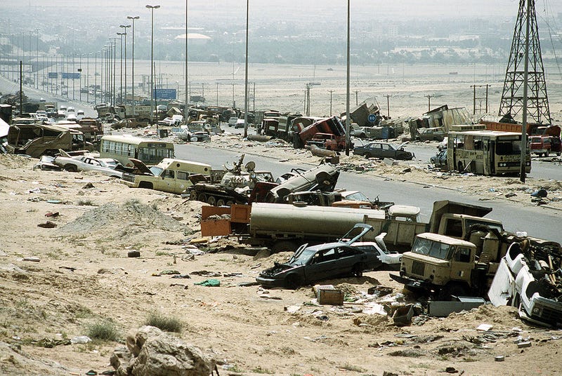 Iraqi Forces Were Annihilated While Retreating On 'The Highway Of Death' 25 Years Ago