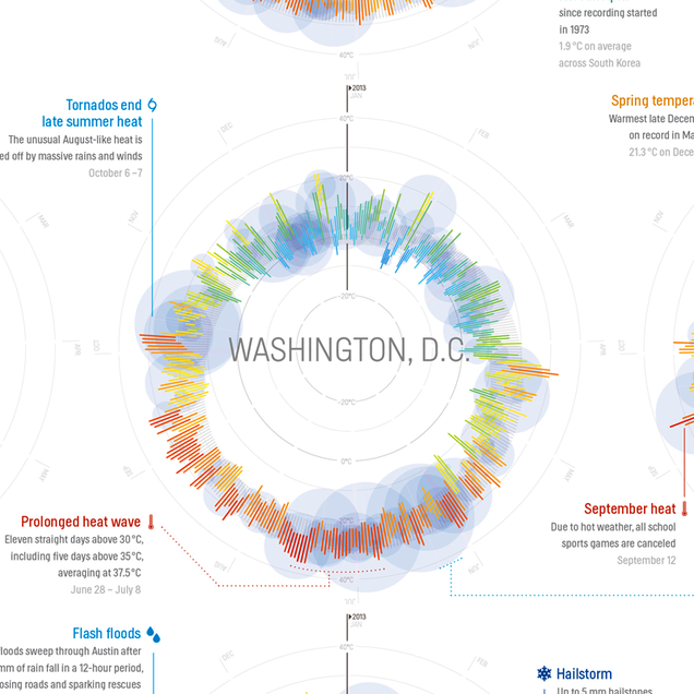 365 Days of Weather in 35 Cities, All in a Single Beautiful Image
