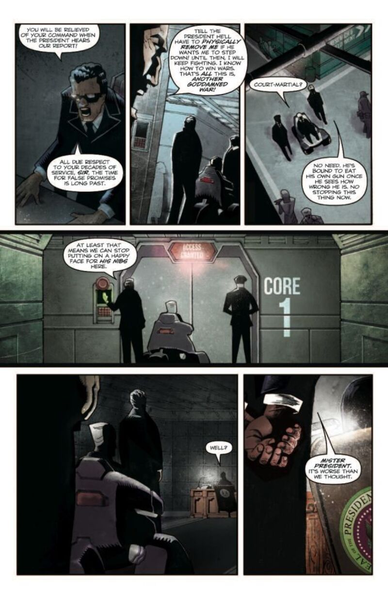 An exclusive preview of zombies-on-robots comic book mayhem!