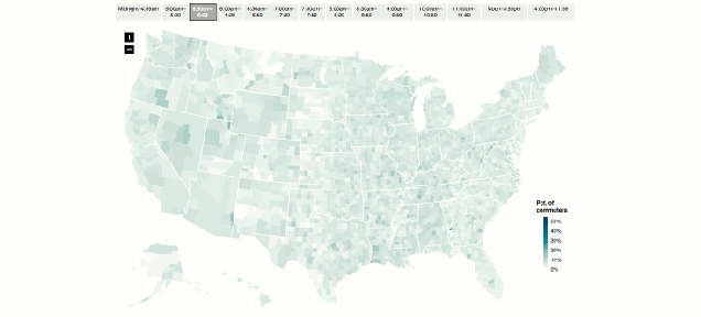 The Time Americans Leave For Work, Mapped