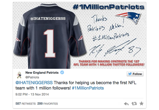 New England Patriots celebrate 1,000,000 twitter followers & racism Opzkspfwjmqjil1z5gjj