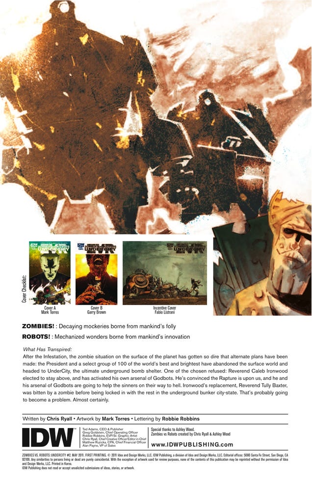 Check out a 7-page preview of the latest issue of Zombies Vs. Robots: Undercity