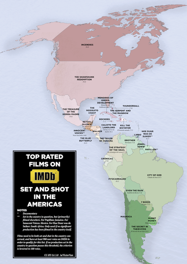 A map that shows the most popular movie set in each U.S. state