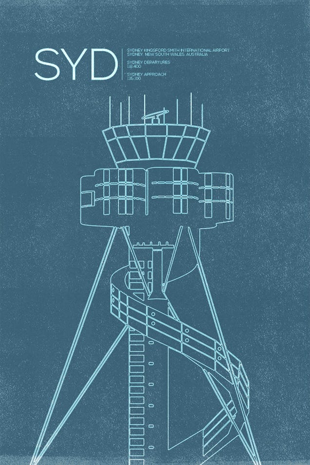 10 Graceful Posters Immortalizing the World's Air Traffic Control Towers