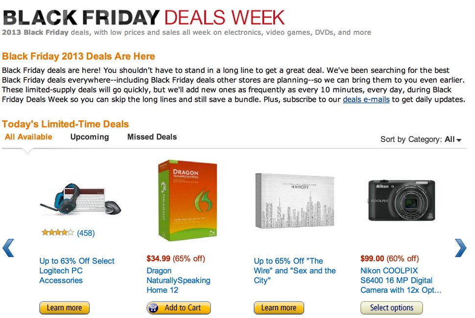 Amazon black friday deals week calendar