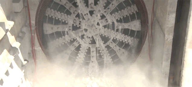 Watch a Tunnel Boring Machine Shred Open a Giant Hole