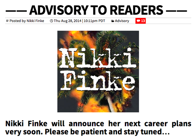 Nikki Finke Has Killed NikkiFinke.com