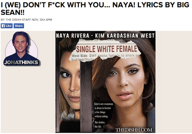 "Single White Female" Naya Rivera Not Sorry She Ass-Shamed Kim K