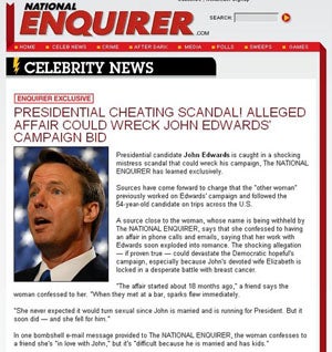 Save Your Newspaper: Cover The Edwards Scandal