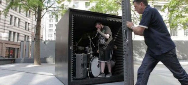 Death metal band will play in this sealed metal box until they pass out