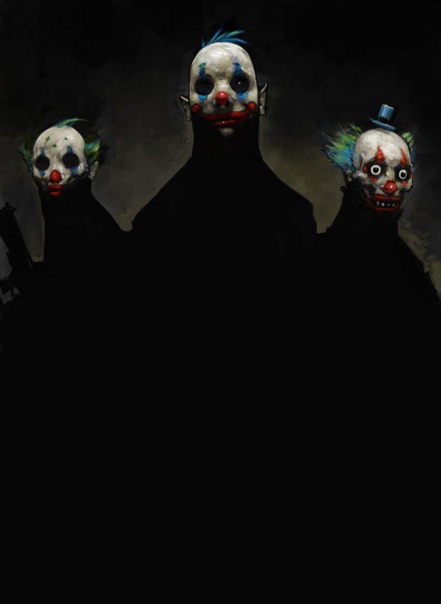 Never-seen Dark Knight concept art reveals the terrifying origins of the Joker's Clown Gang
