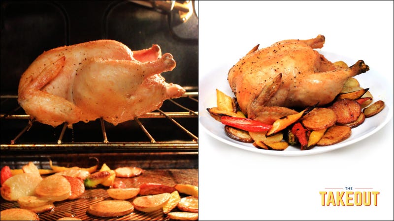 roast a chicken right on the oven rack and let its delicious fat