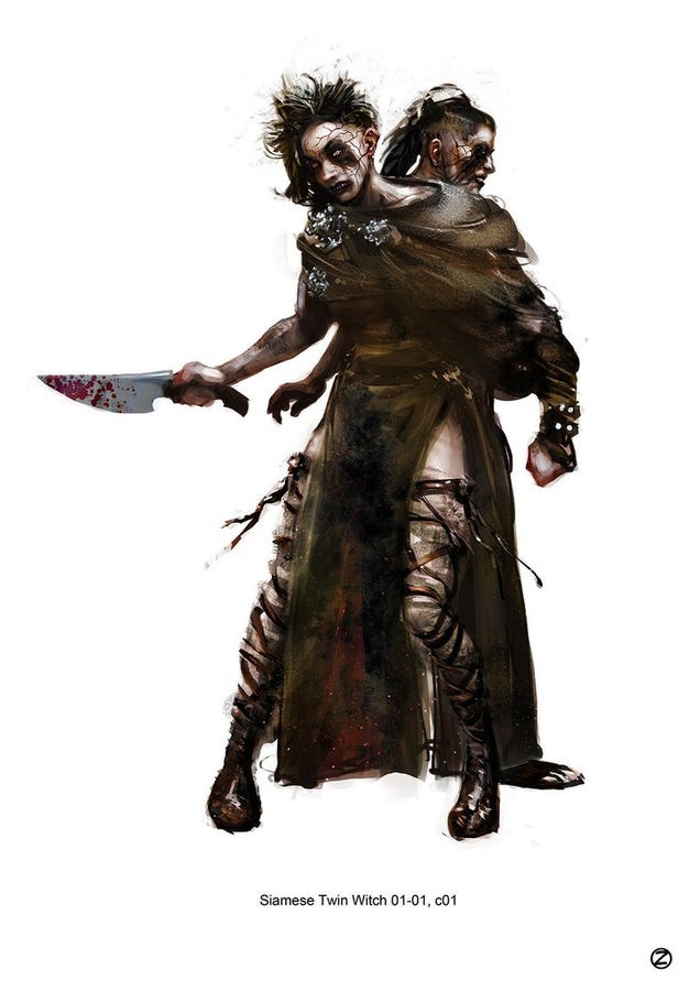 The grotesque witch concept art from Hansel & Gretel will probably turn you on