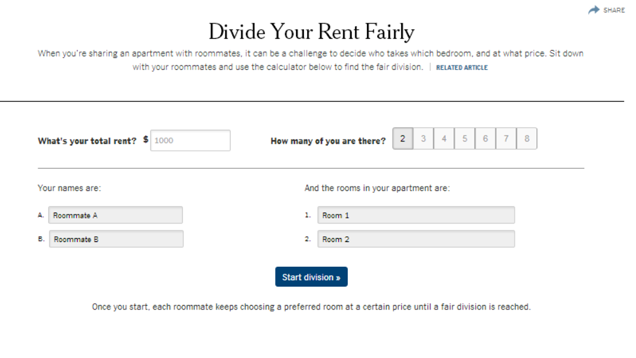 This Calculator Helps Roommates Choose Rooms and Split the Rent Fairly