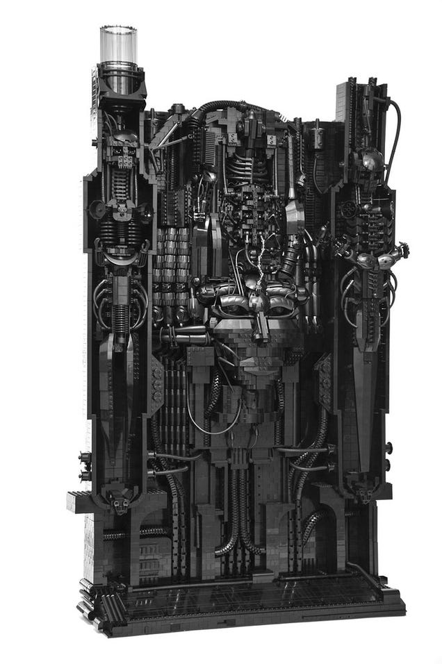 The artwork of H.R. Giger, recreated in LEGO bricks
