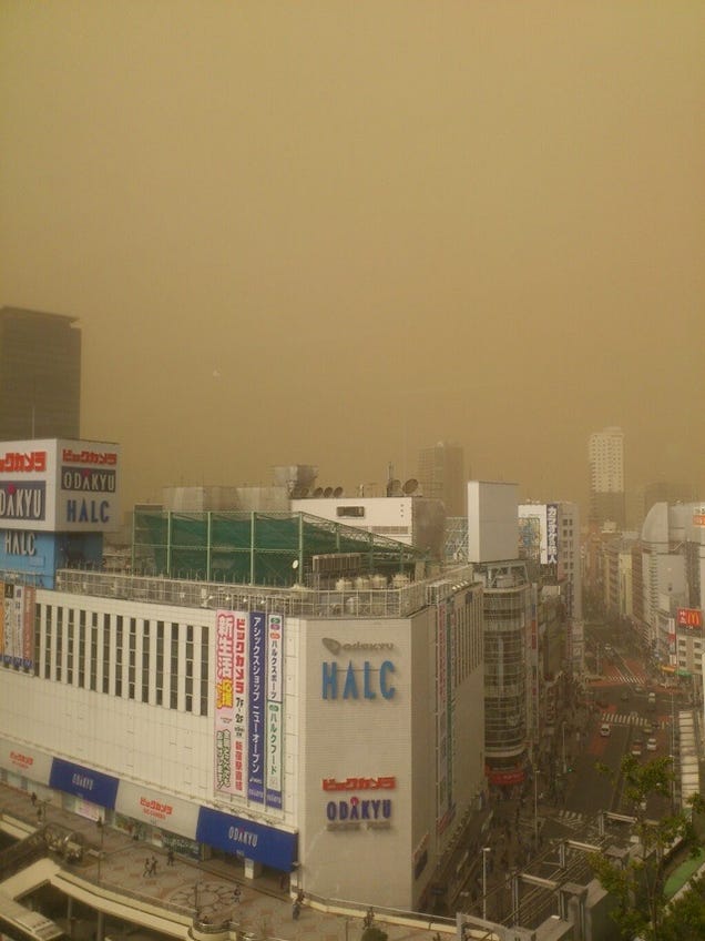 Sand, Smog, or Something Covered Japan in a Yellow Haze