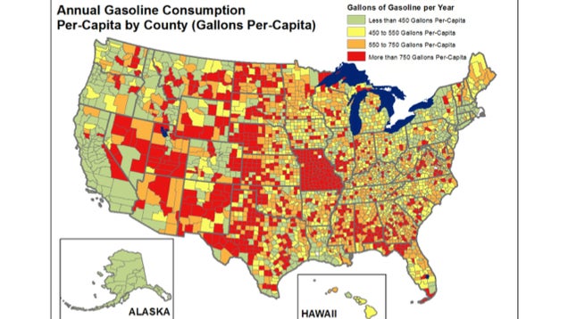 These Two Maps Show We're All Using A Ton Of Gasoline