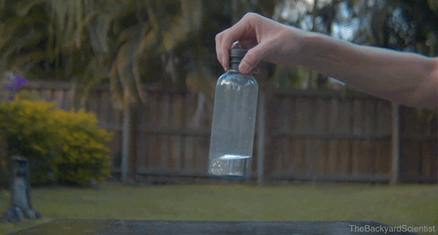 Flipping a Water Bottle Filled with Mercury in Slow Motion Is What's Cool Now