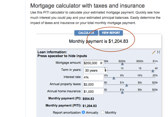 mortgage calculator with taxes and insurance md