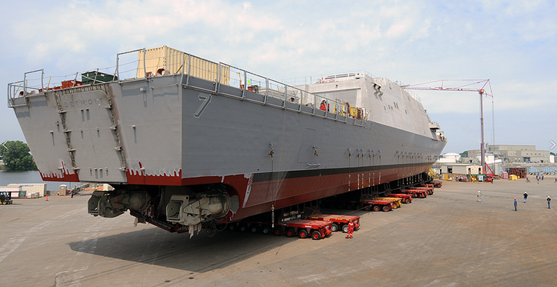 Watch The Navy's 11th Littoral Combat Ship Plunge Sideways Into The Frigid Menominee River 