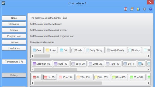 ​Chameleon Changes Window Colors Based on Battery Level, Time of Day